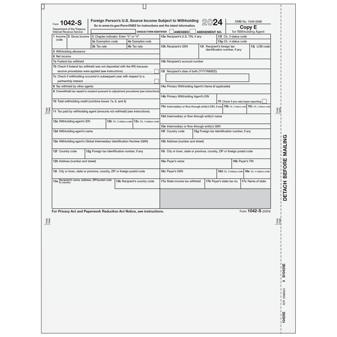 1042S Withholding Agent Copy E