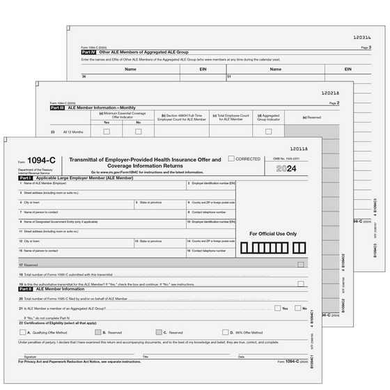 1094-C Employer Health Transmittal Kit - Pages 1-3