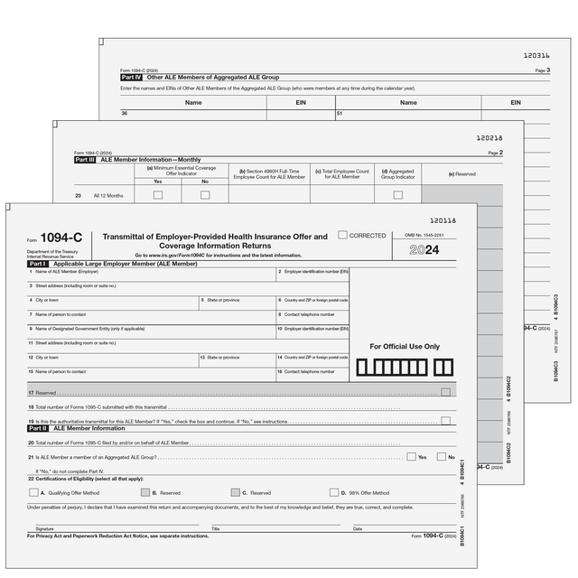 1094-C Employer Health Transmittal Kit - Pages 1-3