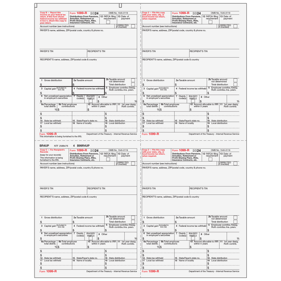 1099-R Recipient Copies B/2/C/2 *