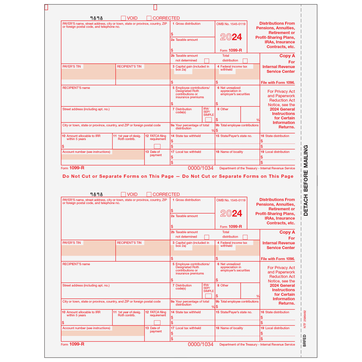 1099-R Federal Copy A - 2up