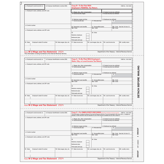 W-2 Employee 3up Copies B/2/C