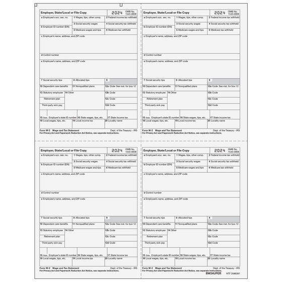 W-2 Employer 4up Quad Copies State/File