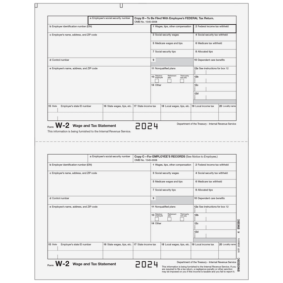 W-2 Employee 2up Copies B/C