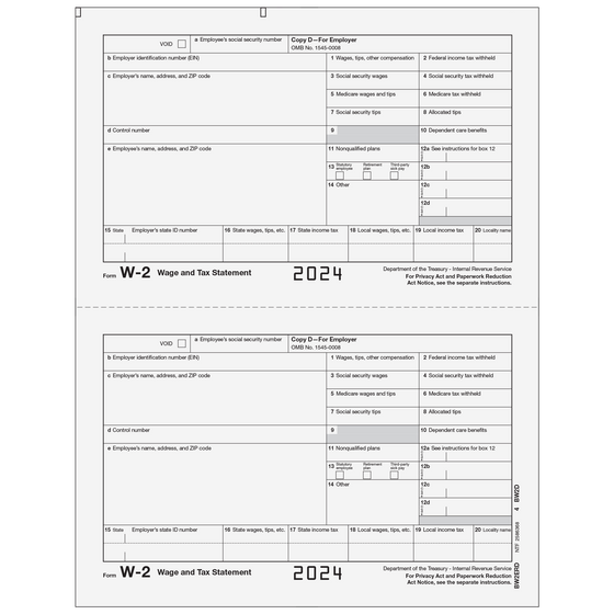 W-2 Employer File Copy D