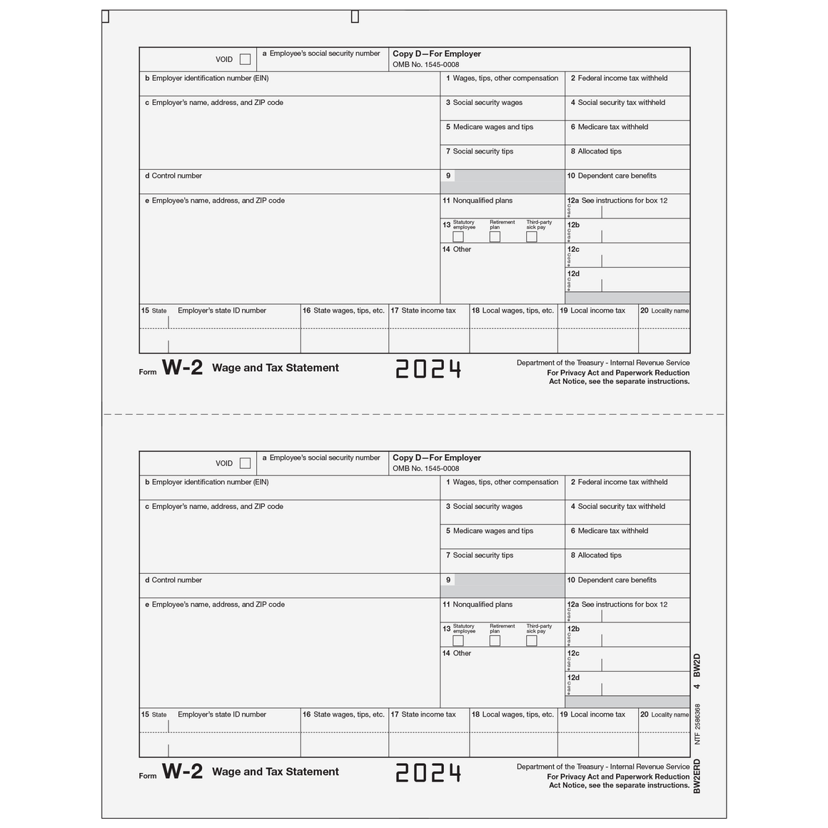 W-2 Employer File Copy D