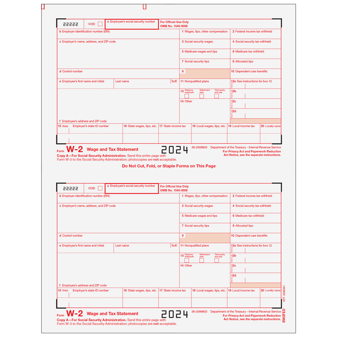 W-2 Employer Federal Copy A