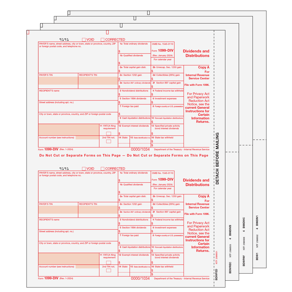 1099-DIV Preprinted Set - 4pt