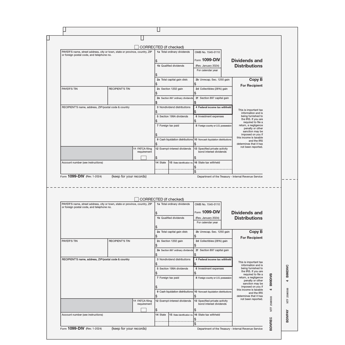 1099-DIV 2up Preprinted E-file LaserSet - 2pt