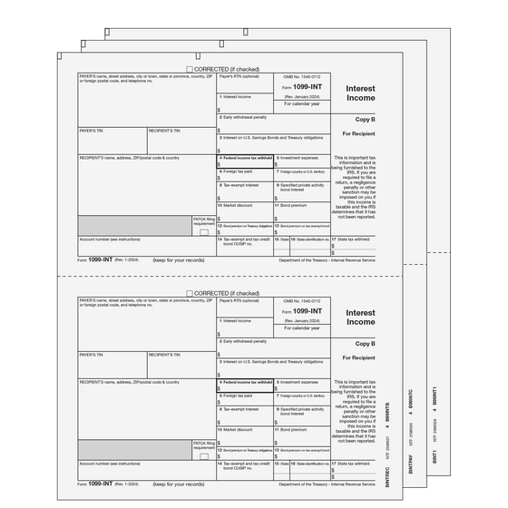 1099-INT 2up Preprinted E-file LaserSet - 3pt