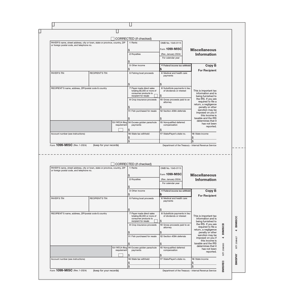 1099-MISC 2up Preprinted E-file LaserSet - 2pt