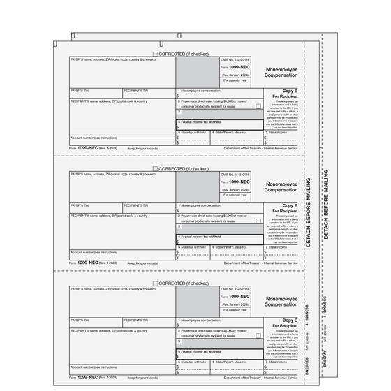 1099-NEC 2up Preprinted E-file LaserSet - 2pt