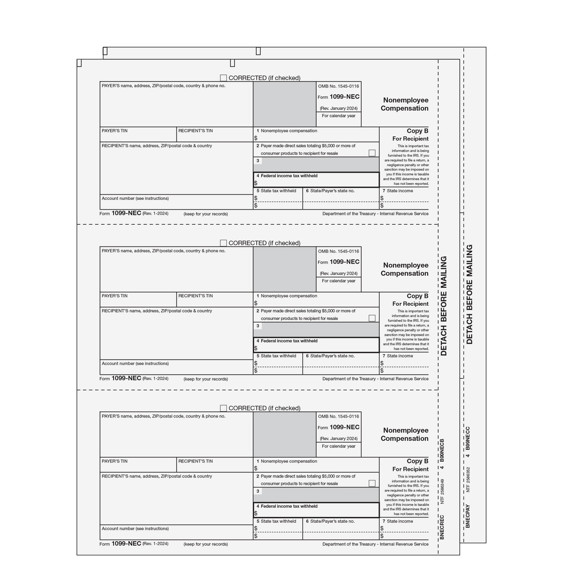 1099-NEC 2up Preprinted E-file LaserSet - 2pt