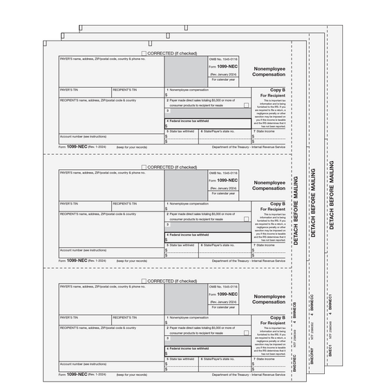 1099-NEC 2up Preprinted E-file LaserSet - 3pt