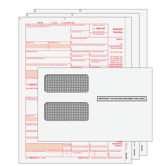 1099-INT Kit with Self Seal Envelopes - 3pt