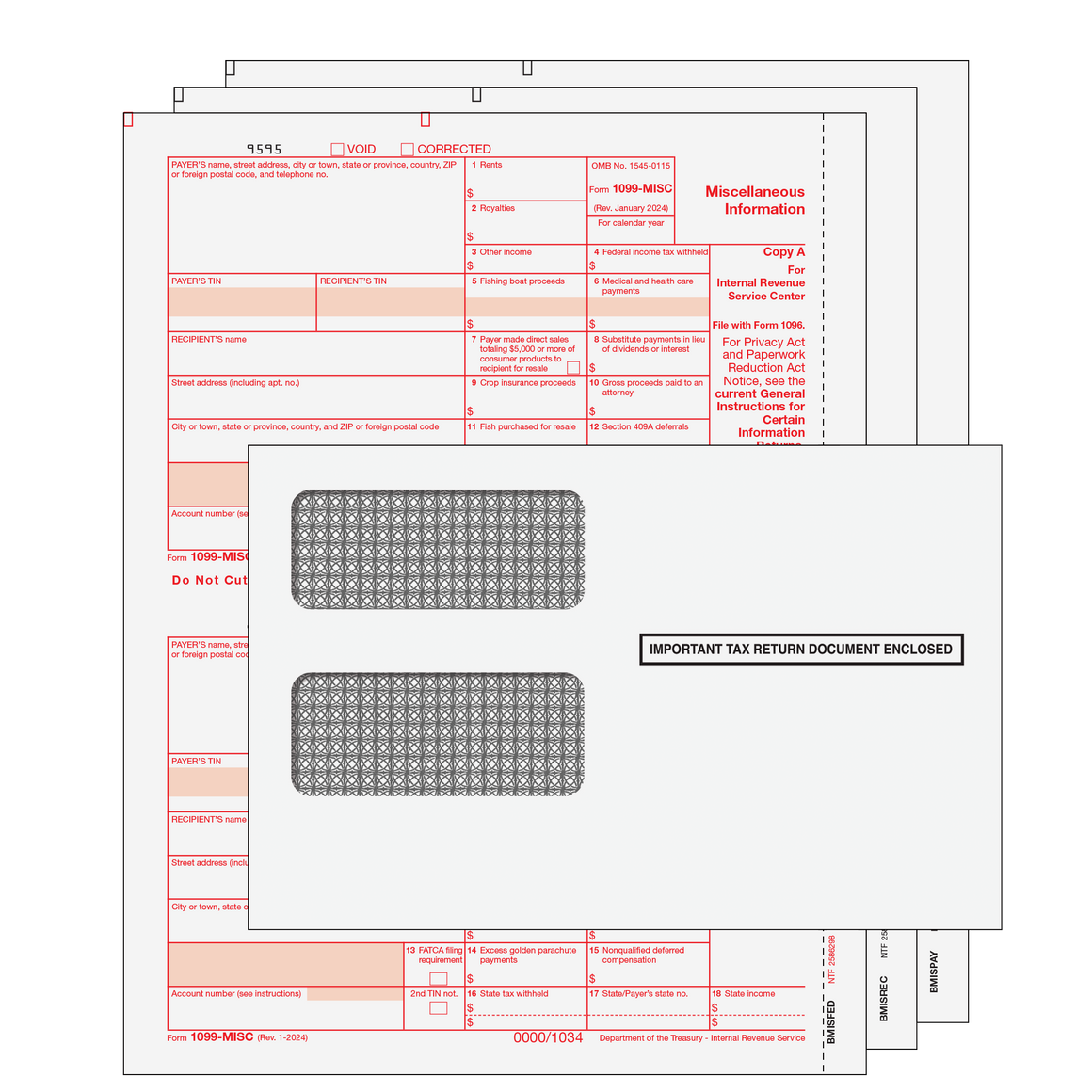 1099-MISC Kit with Moisture Seal Envelopes - 3pt