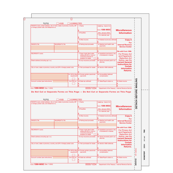 1099-MISC Blank Set - 3pt