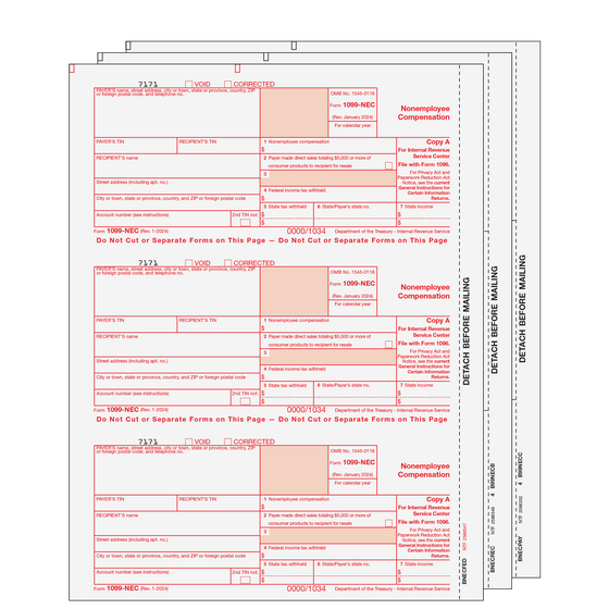 1099-NEC Preprinted Set - 3pt