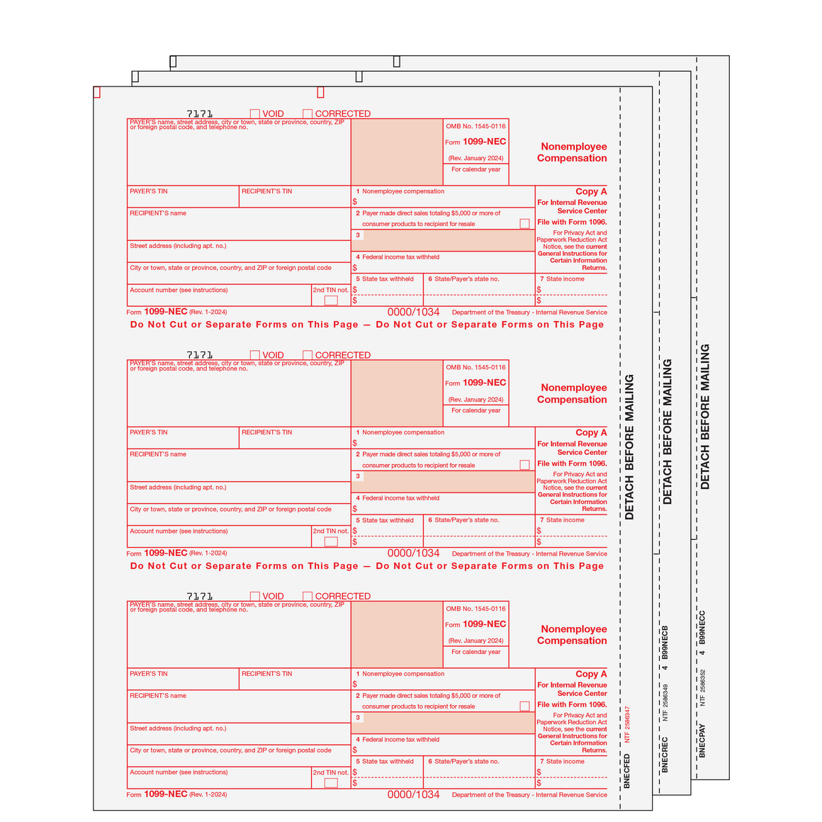 1099-NEC Preprinted Set - 3pt