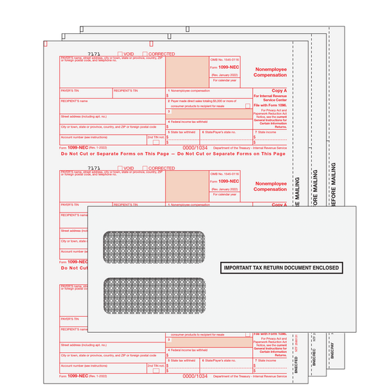 1099-NEC Kit with Self Seal Envelopes - 3pt