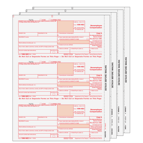 1099-NEC Preprinted Set - 4pt