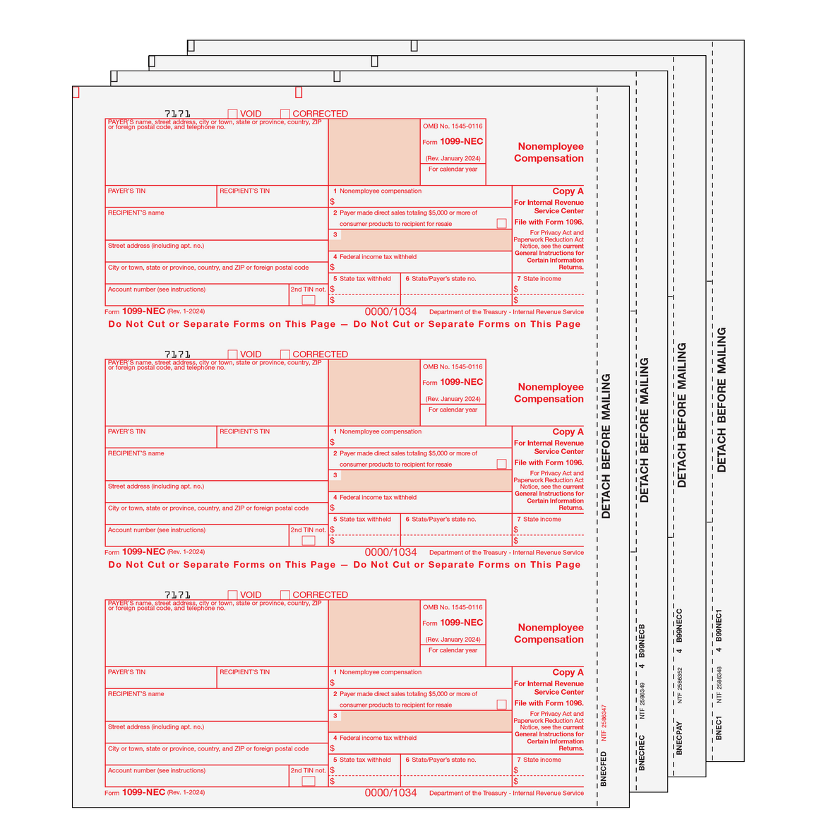 1099-NEC Preprinted Set - 4pt