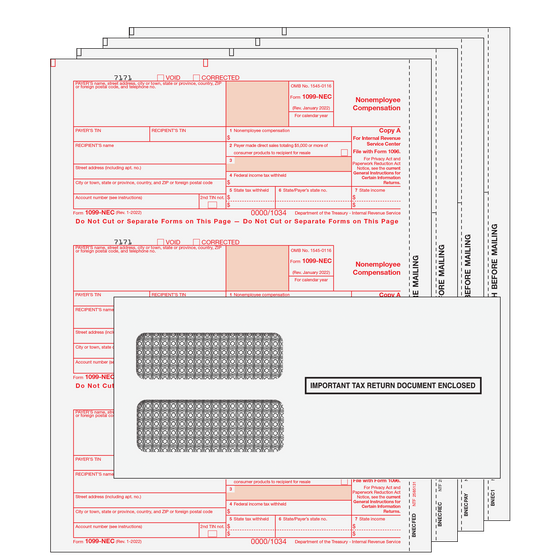 1099-NEC Kit with Self Seal Envelopes - 4pt