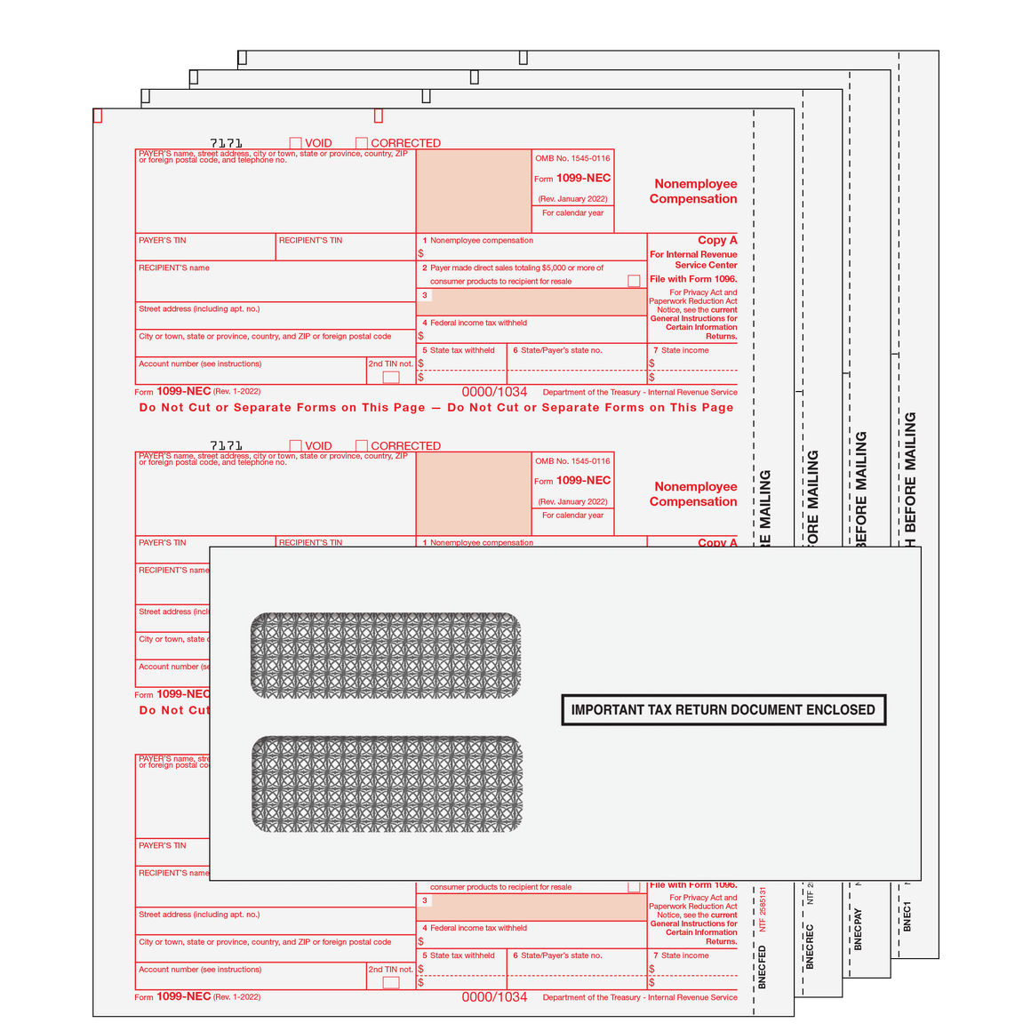 1099-NEC Kit with Self Seal Envelopes - 4pt