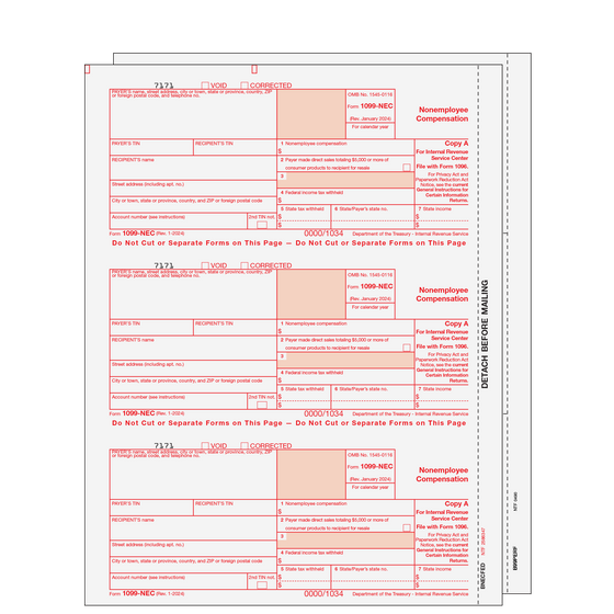 1099-NEC Blank Set - 3pt