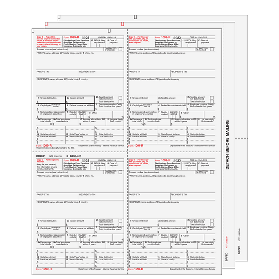 1099-R Preprinted 4up Set - 6pt