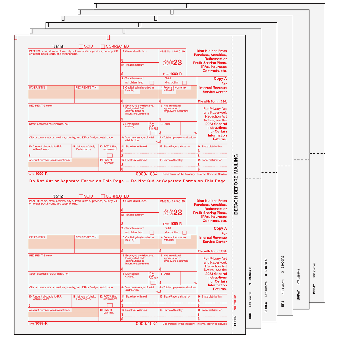 1099-R Preprinted 2up Set - 6pt