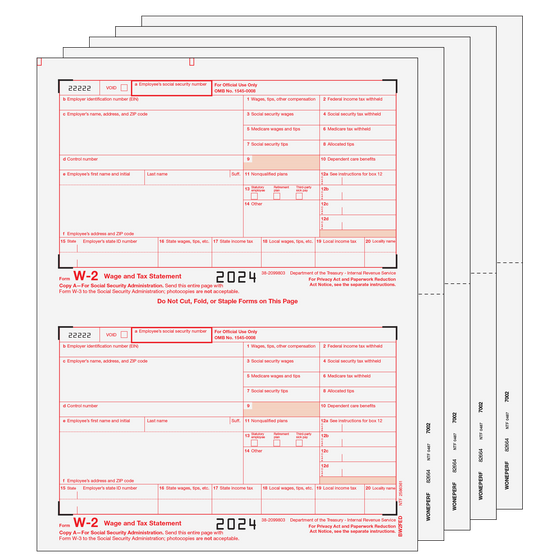 W-2 Traditional 2up Blank Laser Set - 8pt