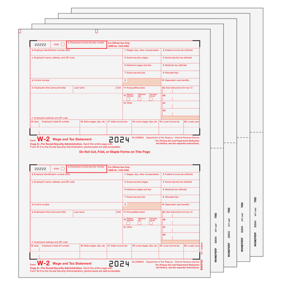 W-2 Traditional 2up Blank Laser Set w/ Instructions - 8pt