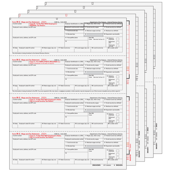 W-2 Condensed 4up Horizontal Laser Set - 8pt