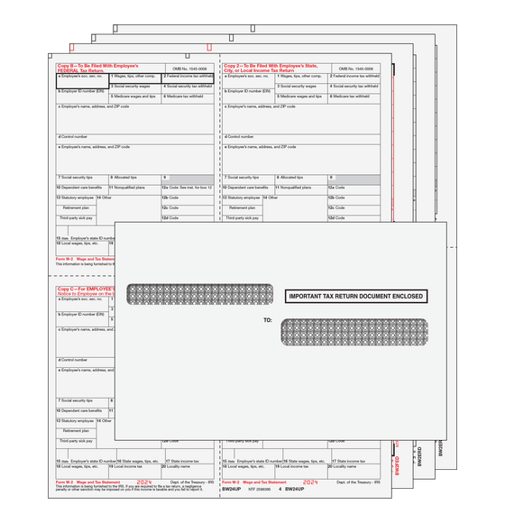 W-2 Condensed 4up Quad Kit w/ Self Seal Envelopes - 6pt