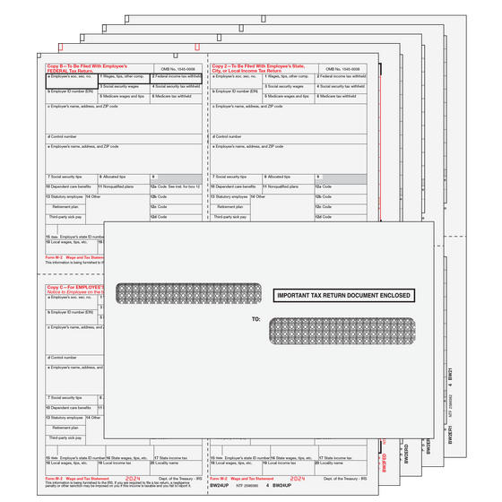 W-2 Condensed 4up Quad Kit w/ Self Seal Envelopes - 8pt