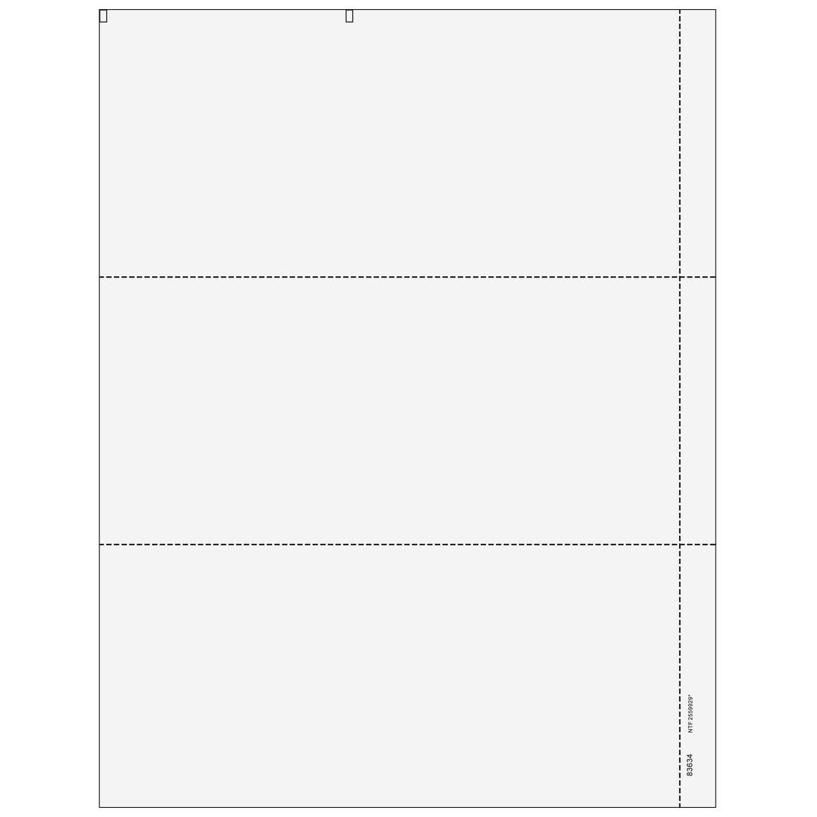 3up Blank Laser Paper with 1/2" perf