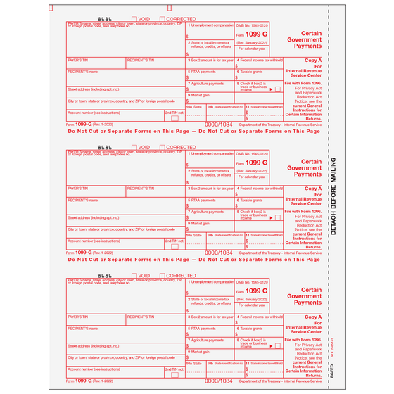 1099-G Federal Copy A