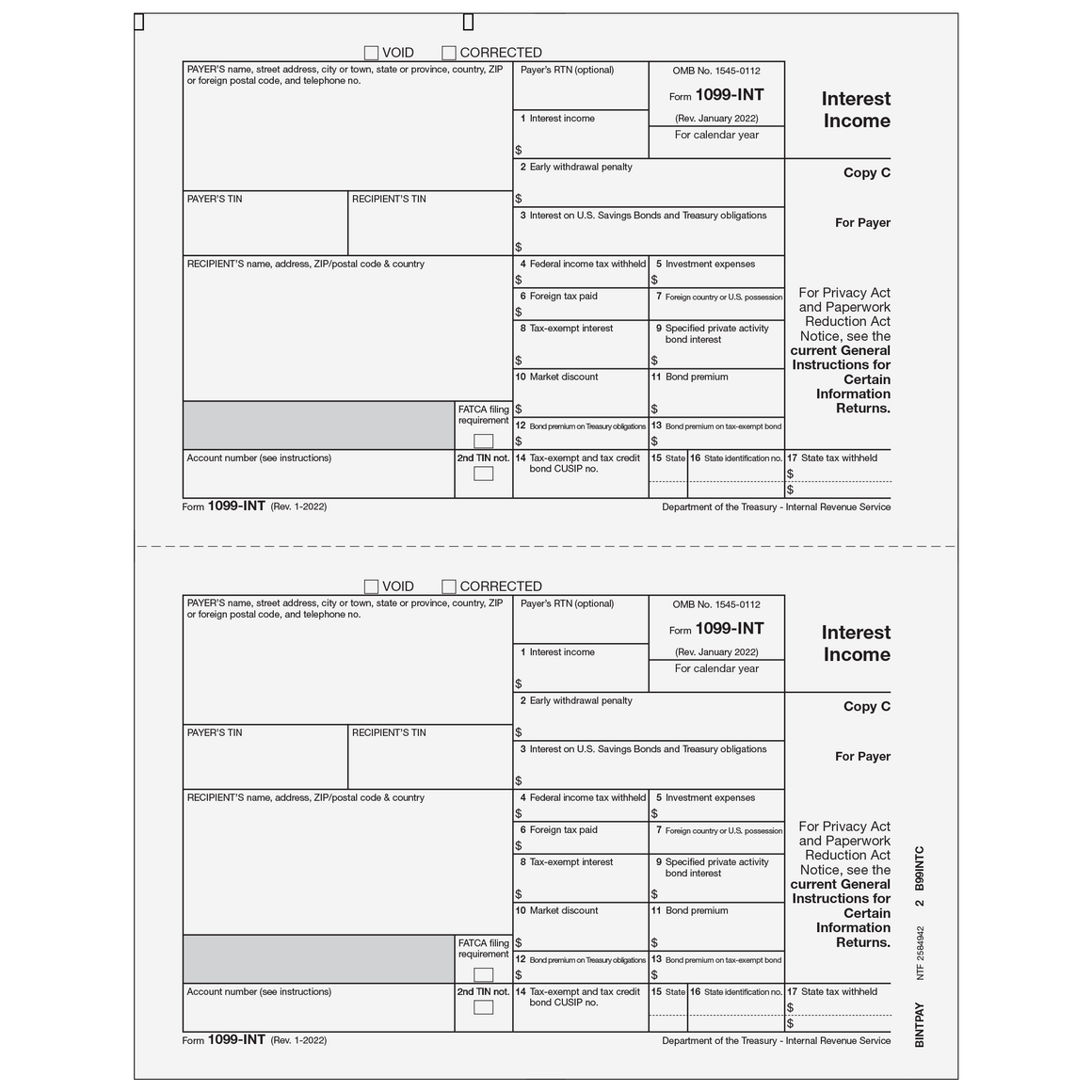 1099-INT Payer Copy C