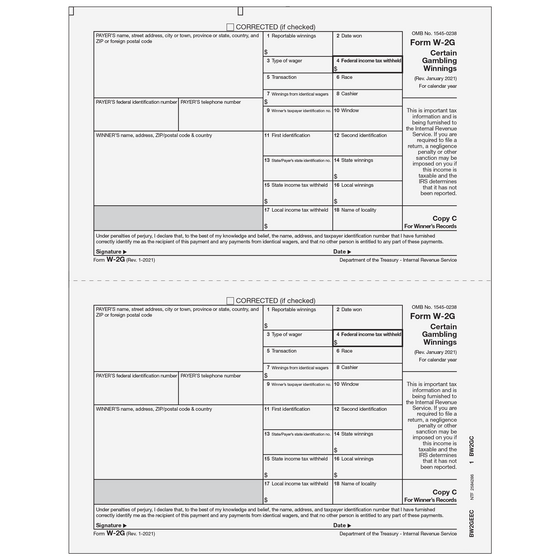 W-2G Winner Record Copy C