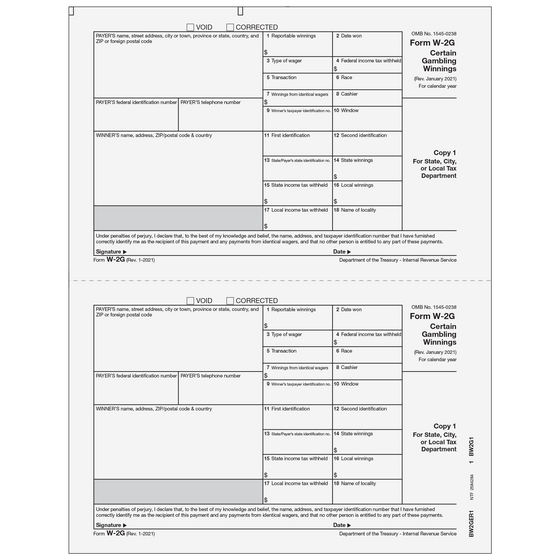 W-2G Payer State Copy 1