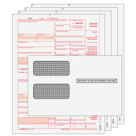 1099-INT Kit with Self Seal Envelopes - 4pt