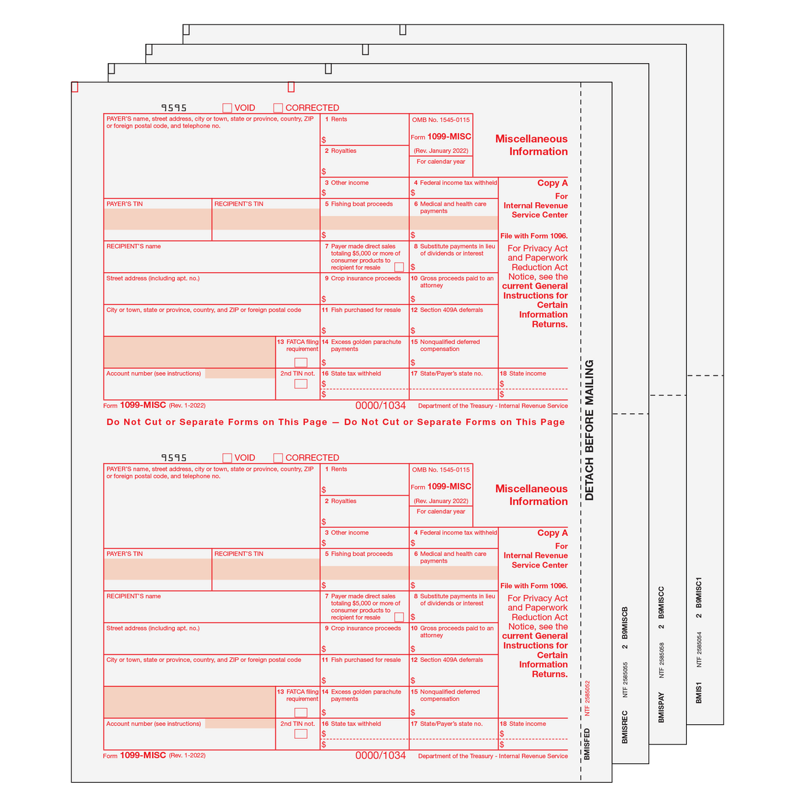 1099-MISC Preprinted Set - 4pt