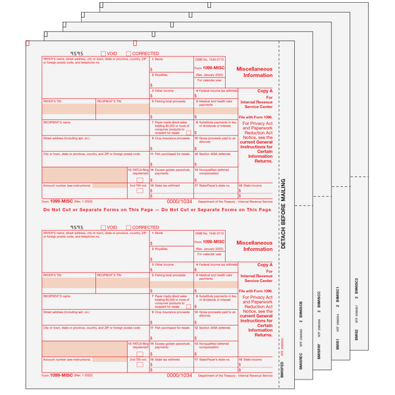 1099-MISC Preprinted Set - 5pt